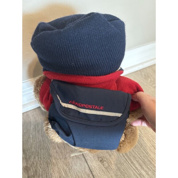 Aeropostale Teddy Bear Plush Aero Red Zip Up Fleece, Messenger Bag Vintage NWT - Picture 4 of 5
